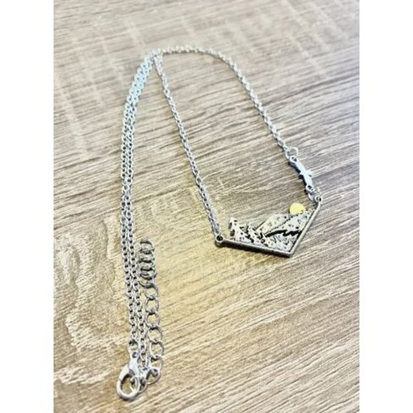 Mountain Sunset Sunrise Pendant Necklace - Picture 4 of 6